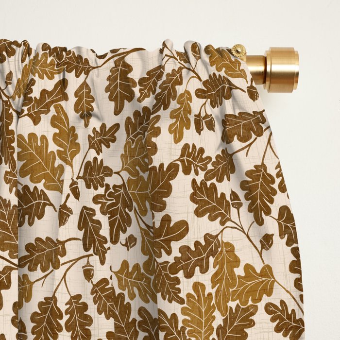 Golden Autumn Oak Pattern Window Curtain Gallery Image 2