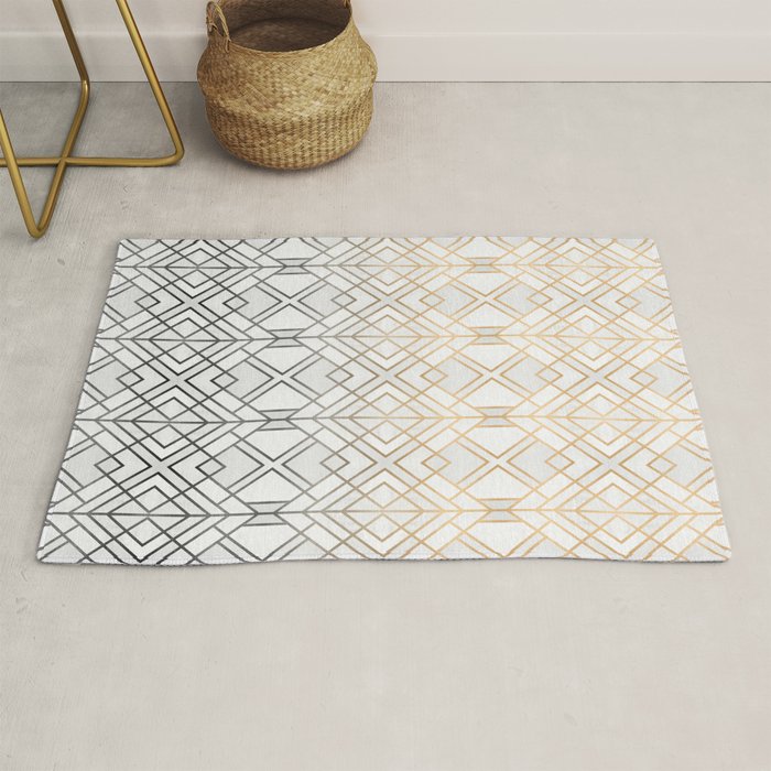 Gold And Grey Geo Rug Gallery Image 1
