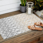 Gold And Grey Geo Outdoor Rug Gallery Image 2