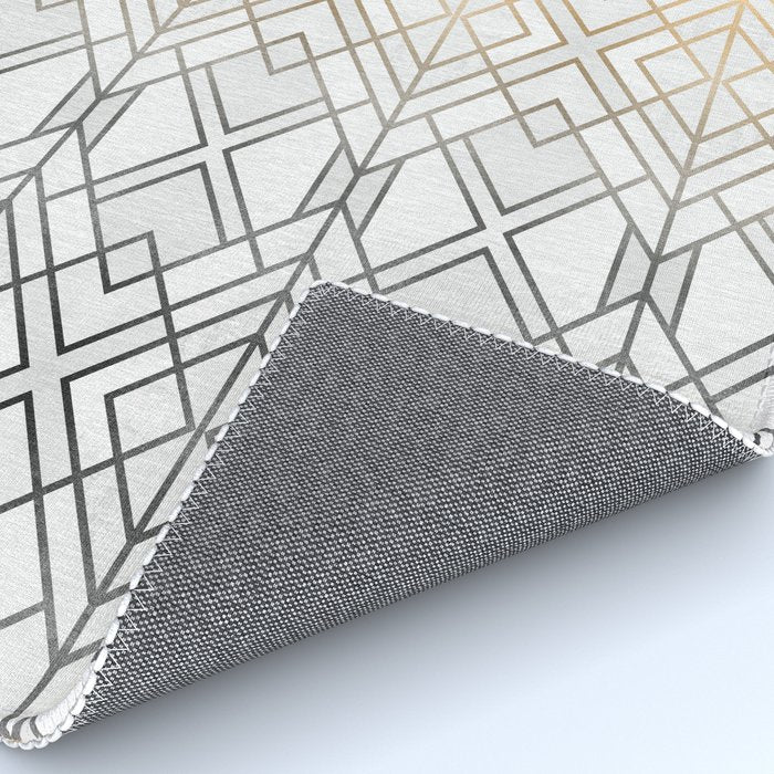 Gold And Grey Geo Rug Gallery Image 4