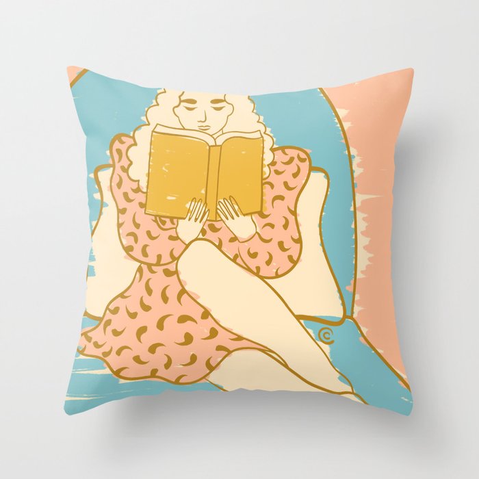 Portrait of a Woman Reading - Quiet Time 3 Throw Pillow Gallery Image 6