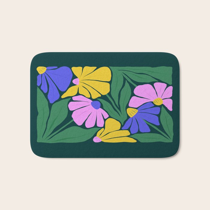 Midnight Summer: Matisse Foliage | Flower Market 001 Bath Mat Gallery Image 1