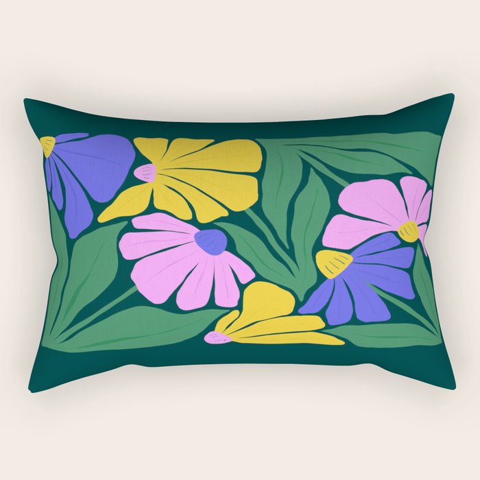 Midnight Summer: Matisse Foliage | Flower Market 001 Rectangular Pillow Gallery Image 1