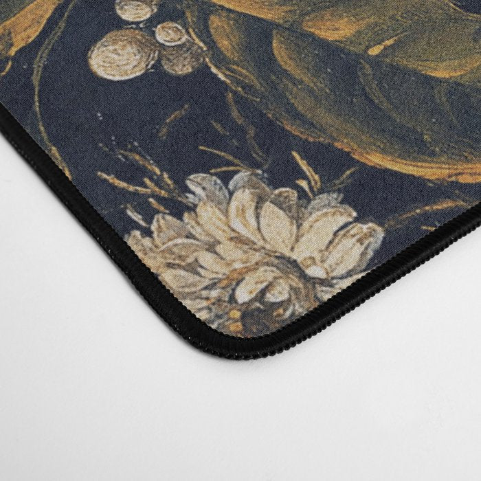 Antique Botanical Peach Roses And Chamomile Midnight Garden Desk Mat Gallery Image 4
