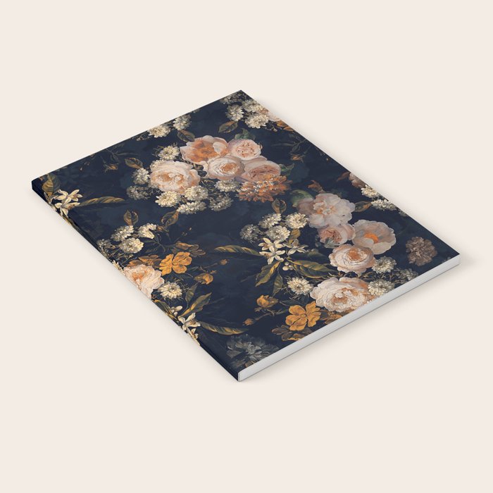 Antique Botanical Peach Roses And Chamomile Midnight Garden Notebook Gallery Image 2