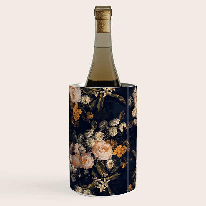 Antique Botanical Peach Roses And Chamomile Midnight Garden Wine Chiller Gallery Image 1