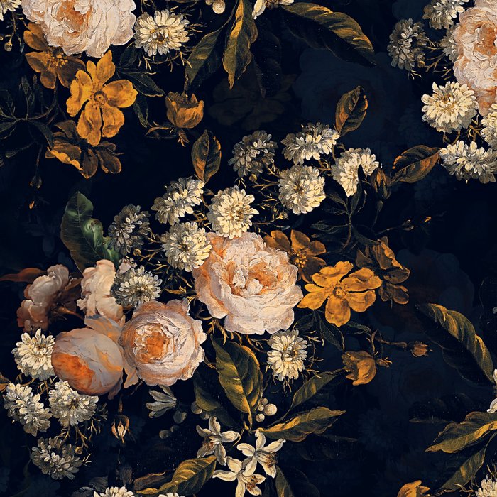 Antique Botanical Peach Roses And Chamomile Midnight Garden Coffee Mug Gallery Image 2