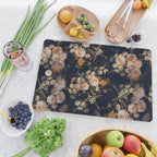 Antique Botanical Peach Roses And Chamomile Midnight Garden Cutting Board Gallery Image 2