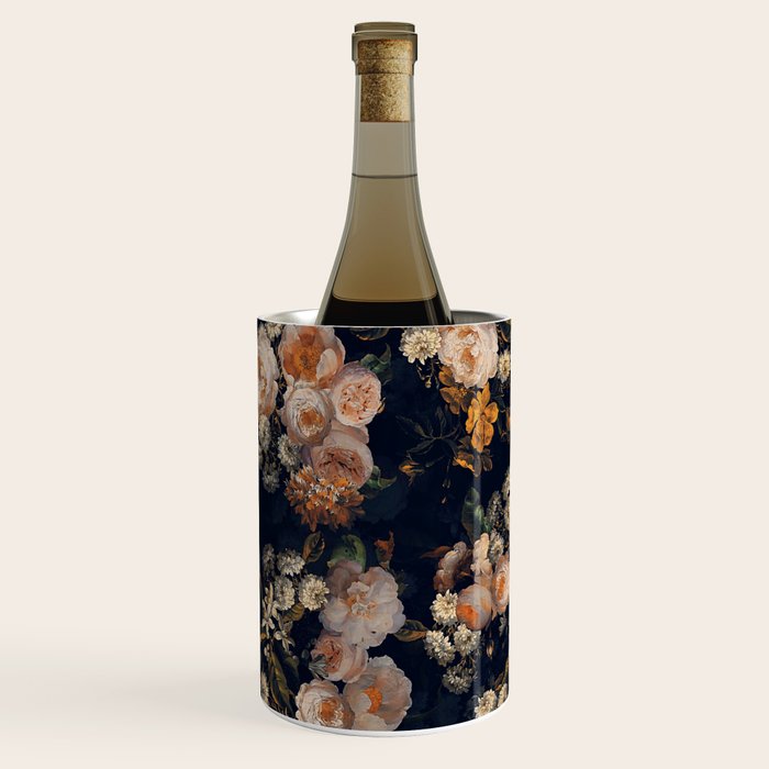 Antique Botanical Peach Roses And Chamomile Midnight Garden Wine Chiller Gallery Image 2