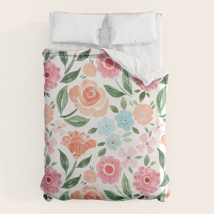 Just Peachy Floral Blooms Duvet Cover Gallery Image 6