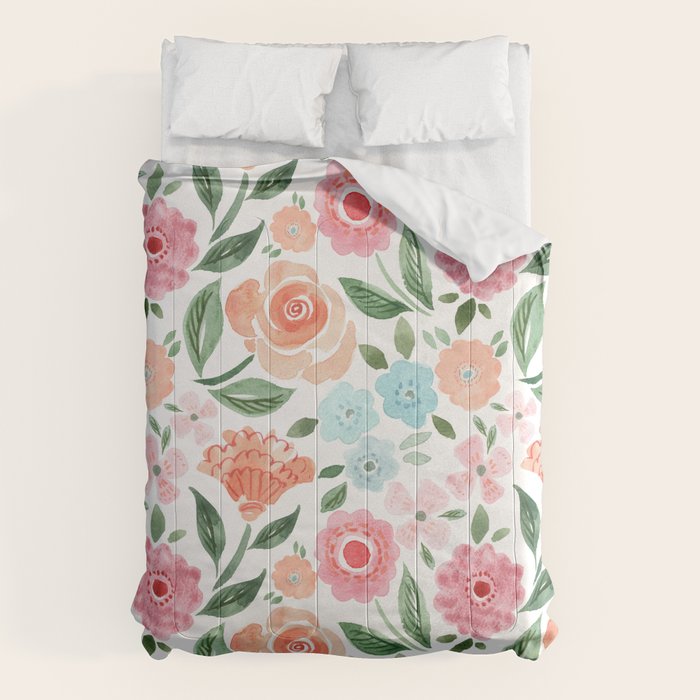 Just Peachy Floral Blooms Comforter Gallery Image 1