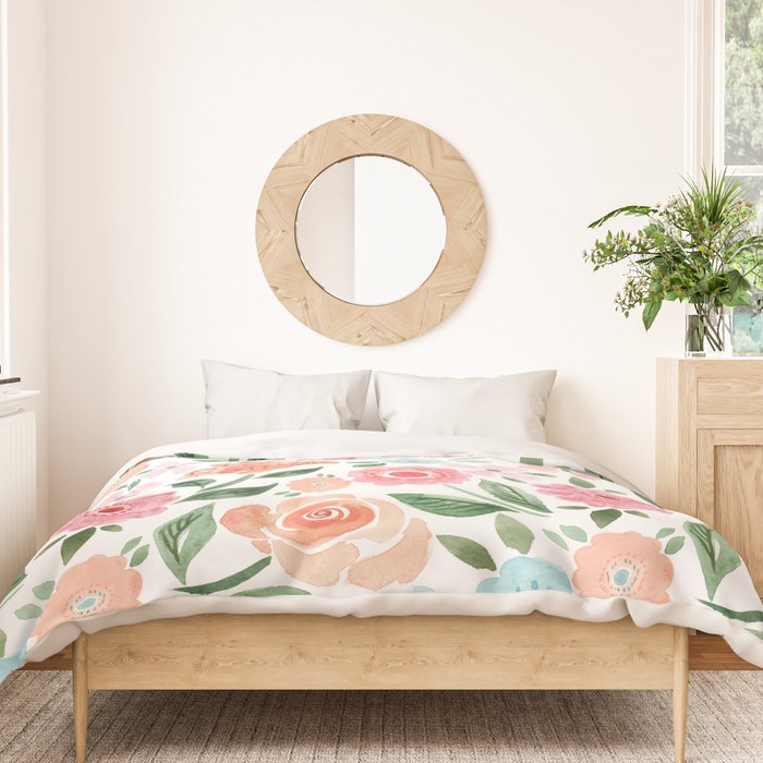 Just Peachy Floral Blooms Duvet Cover Gallery Image 3