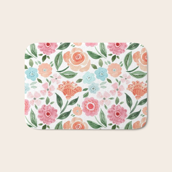 Just Peachy Floral Blooms Bath Mat Gallery Image 1