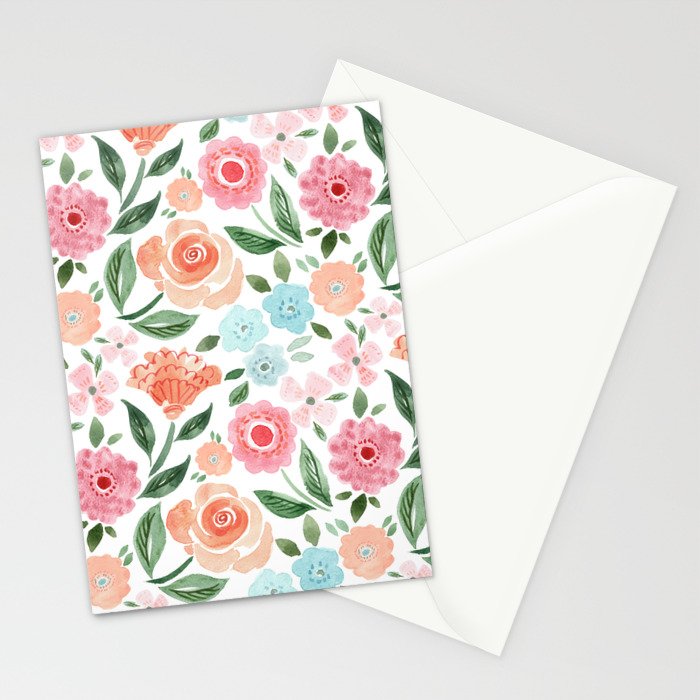 Just Peachy Floral Blooms Stationery Card Gallery Image 2