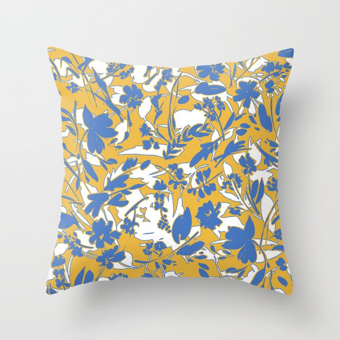 Simplistic silhouette flowers YB Throw Pillow Gallery Image 1