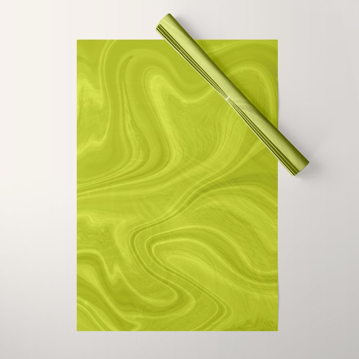 Chartreuse Swirl Marble Wrapping Paper Gallery Image 1