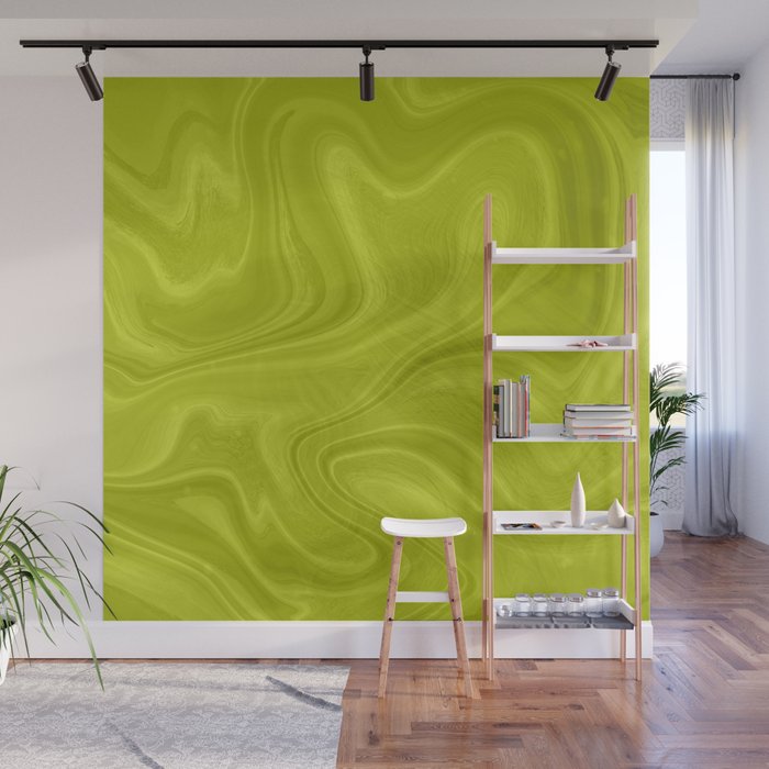 Chartreuse Swirl Marble Wall Mural Gallery Image 1