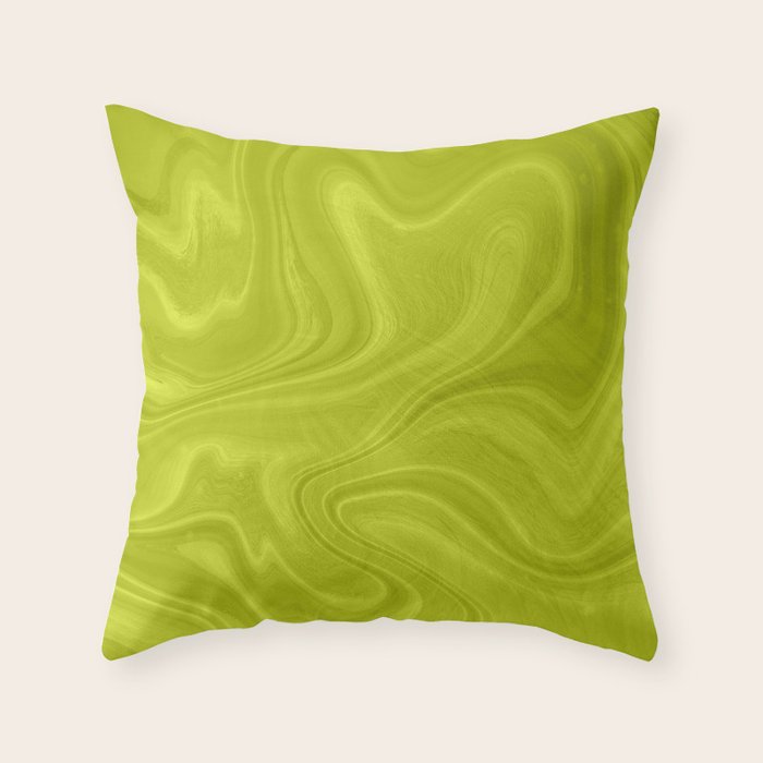 Chartreuse Swirl Marble Throw Pillow Gallery Image 1