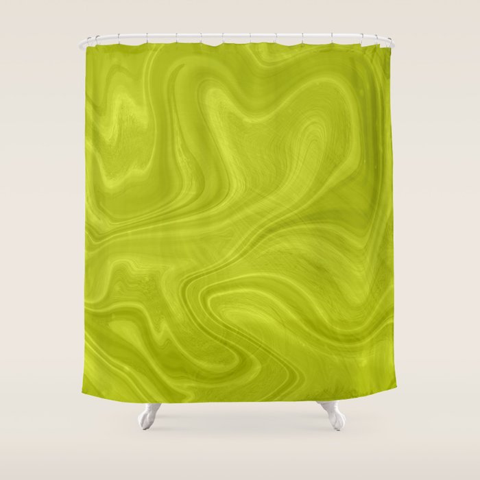 Chartreuse Swirl Marble Shower Curtain Gallery Image 1