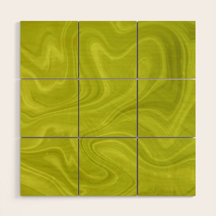 Chartreuse Swirl Marble Wood Wall Art Gallery Image 1
