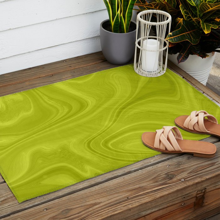 Chartreuse Swirl Marble Outdoor Rug Gallery Image 2