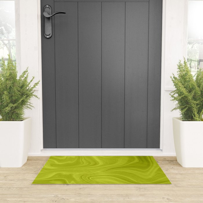 Chartreuse Swirl Marble Welcome Mat Gallery Image 3