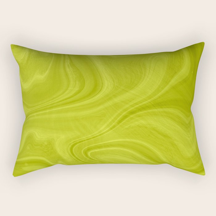 Chartreuse Swirl Marble Rectangular Pillow Gallery Image 2