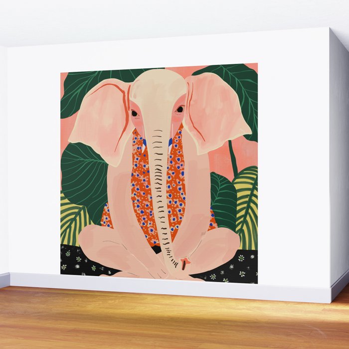 Yoga Meditating Elephant Wall Mural Gallery Image 2