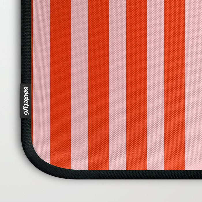 Bold Bright Basic Stripes in Pink and Red Orange Laptop Sleeve Gallery Image 3