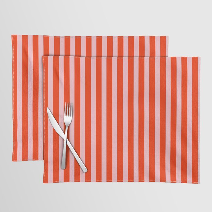 Bold Bright Basic Stripes in Pink and Red Orange Placemat Gallery Image 1