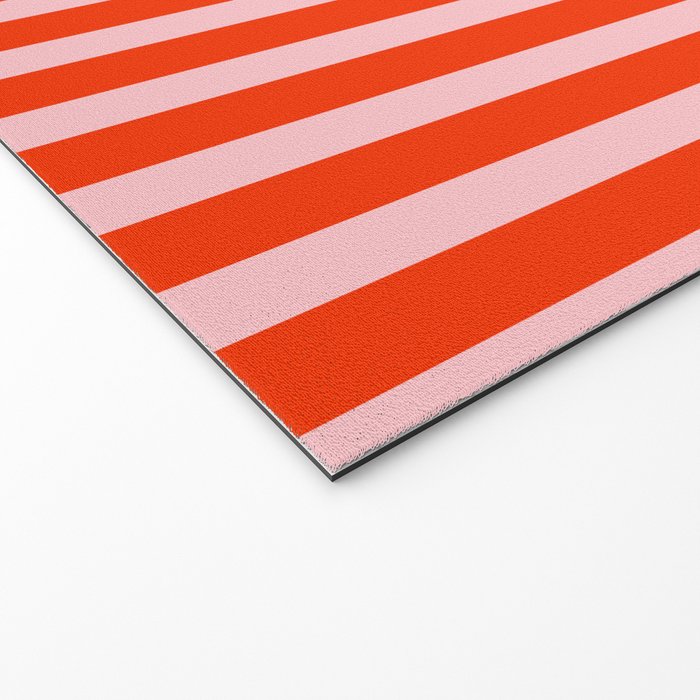 Bold Bright Basic Stripes in Pink and Red Orange Welcome Mat Gallery Image 2