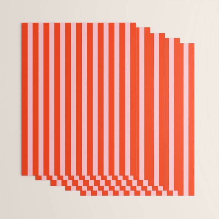 Bold Bright Basic Stripes in Pink and Red Orange Wrapping Paper Gallery Image 3