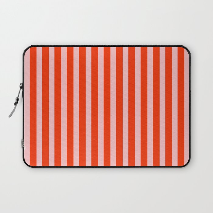 Bold Bright Basic Stripes in Pink and Red Orange Laptop Sleeve Gallery Image 1