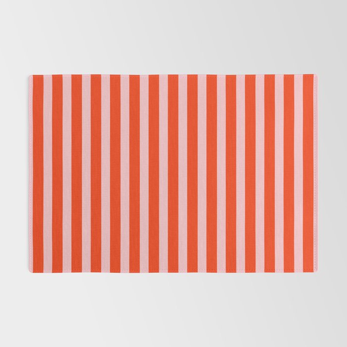 Bold Bright Basic Stripes in Pink and Red Orange Rug Gallery Image 2