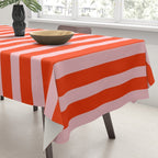 Bold Bright Basic Stripes in Pink and Red Orange Tablecloth Gallery Image 3