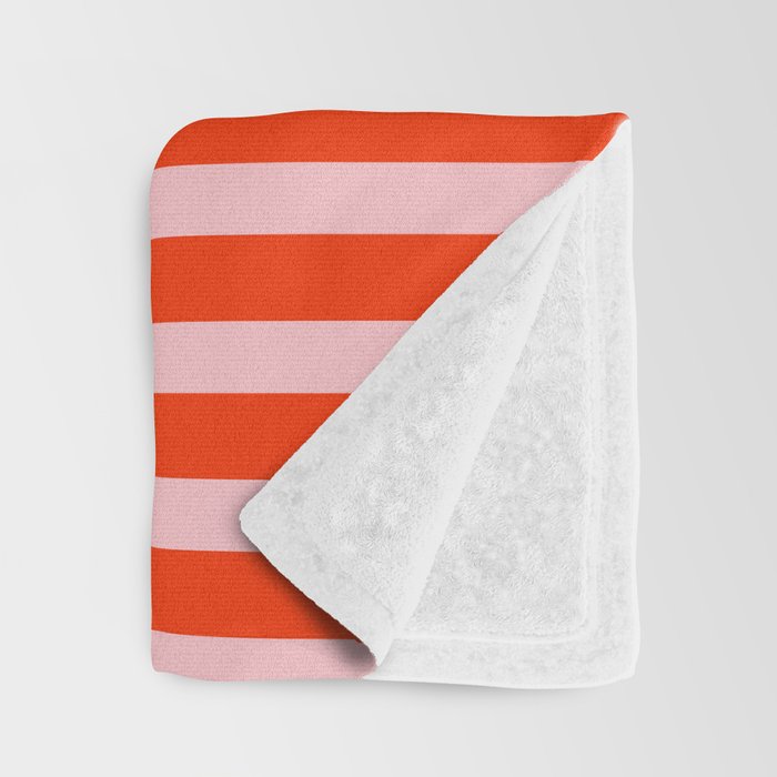 Bold Bright Basic Stripes in Pink and Red Orange Throw Blanket Gallery Image 3