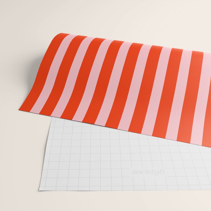 Bold Bright Basic Stripes in Pink and Red Orange Wrapping Paper Gallery Image 2