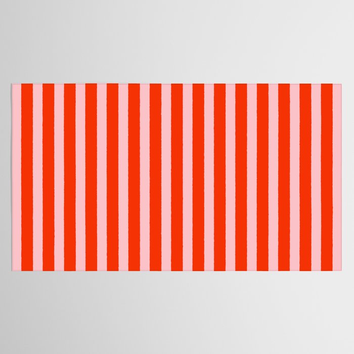 Bold Bright Basic Stripes in Pink and Red Orange Tablecloth Gallery Image 2
