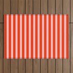 Bold Bright Basic Stripes in Pink and Red Orange Outdoor Rug Gallery Image 1
