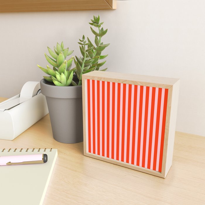 Bold Bright Basic Stripes in Pink and Red Orange Mini Art Print Gallery Image 2