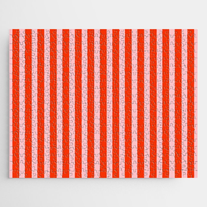 Bold Bright Basic Stripes in Pink and Red Orange Jigsaw Puzzle Gallery Image 1
