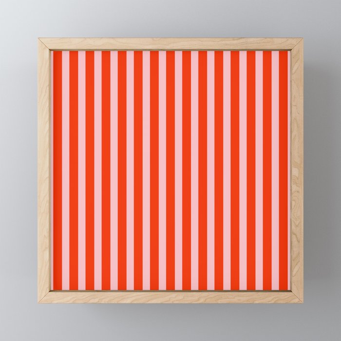 Bold Bright Basic Stripes in Pink and Red Orange Mini Art Print Gallery Image 1