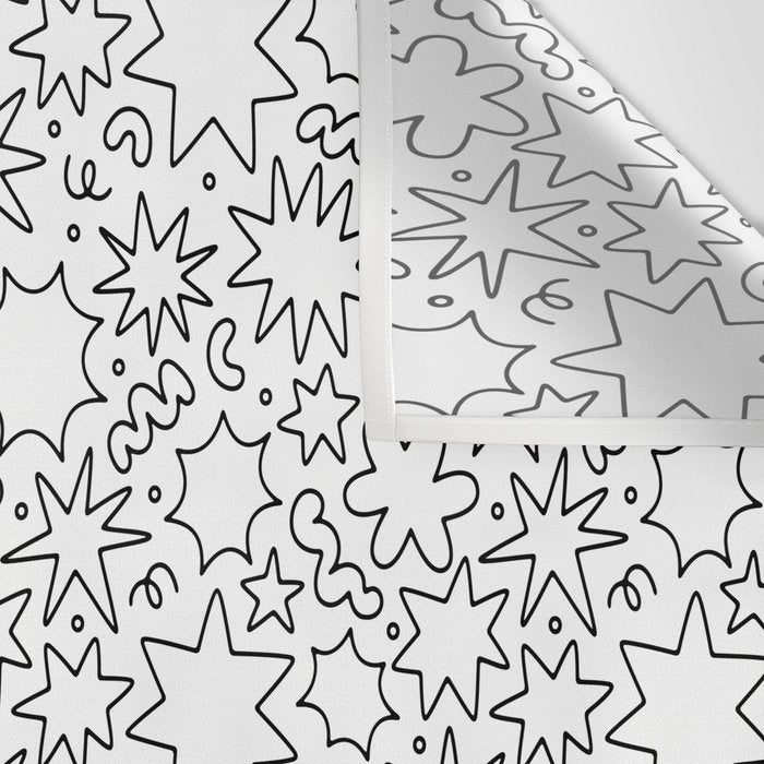 Fun black and white cartoon doodle art pattern Wall Tapestry Gallery Image 3