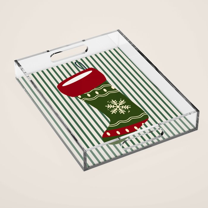 Christmas Stocking Green Acrylic Tray Gallery Image 1