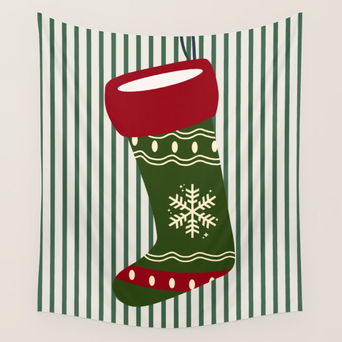 Christmas Stocking Green Wall Tapestry Gallery Image 4