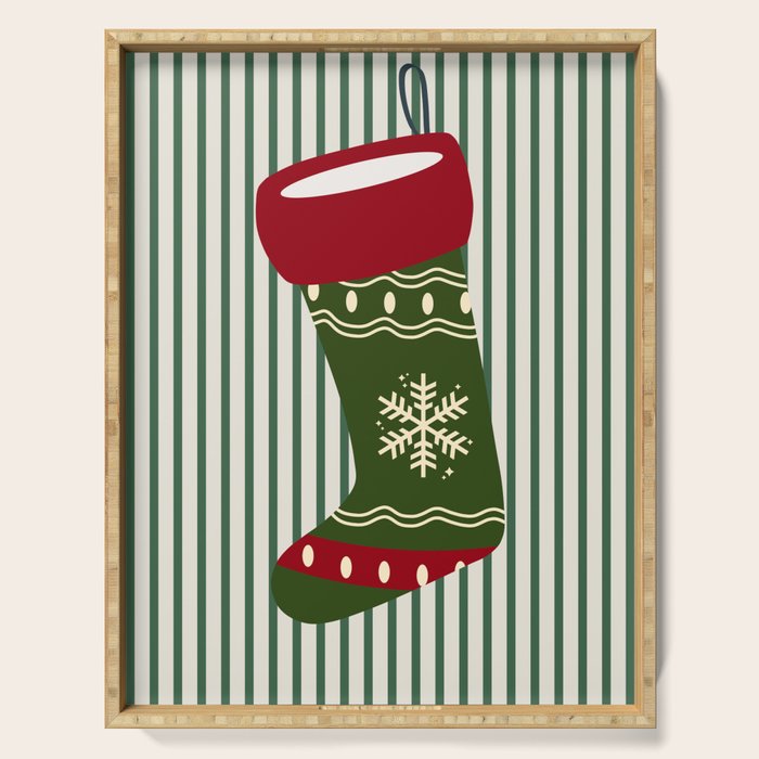 Christmas Stocking Green Serving Tray Gallery Image 1