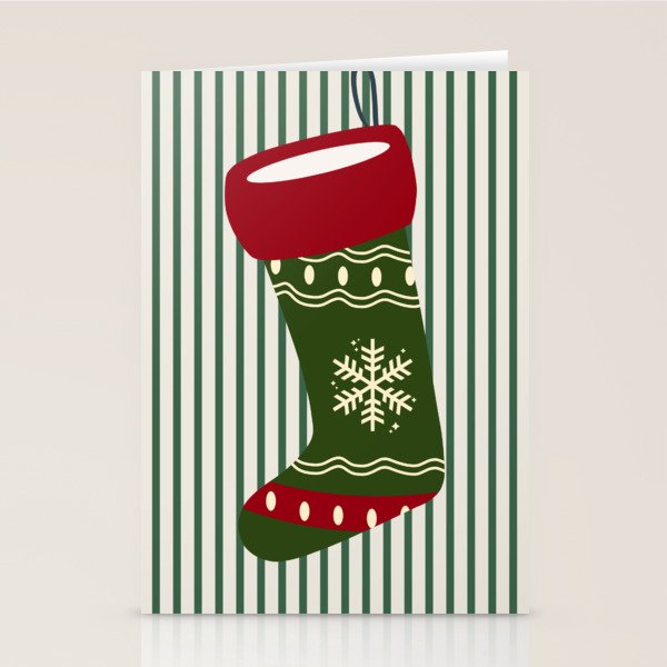 Christmas Stocking Green Stationery Card Gallery Image 2