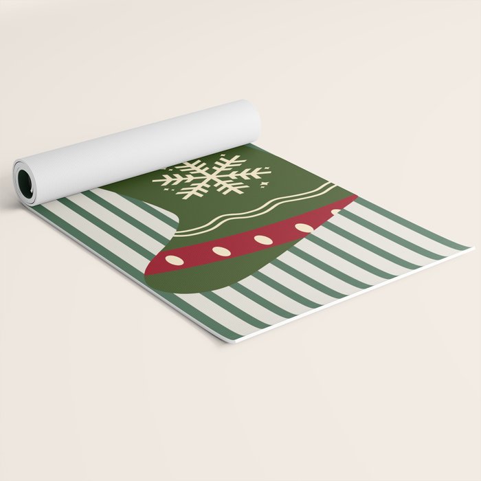 Christmas Stocking Green Yoga Mat Gallery Image 2