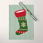 Christmas Stocking Green Wrapping Paper Gallery Image 1