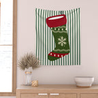 Christmas Stocking Green Wall Tapestry Gallery Image 2